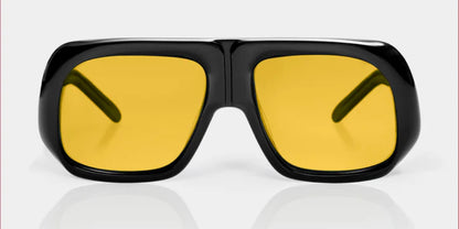 Mazamio Aviator Jango Sunglasses - Black with Light Yellow Tint